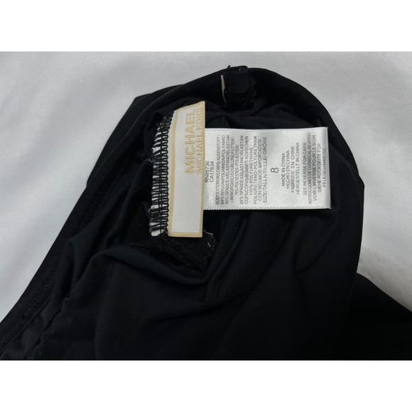 Michael Kors Mio One Piece Flutter Front Bandeau Swimsuit Women's 8 Black Ruffle - Picture 8 of 10